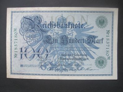 Deutsches Reich Reichsbanknote 100 Mark 1908 Grüner Siegel (GB 374)
