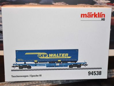 Märklin HO 94538 Taschenwagen mit Sattelanhänger LKW Walter „NEU“