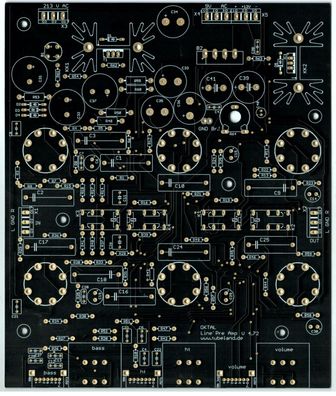 Röhren Pre Amp für die 6SN7 und 6SL7 - Leiterplatte, Vergoldet - Ohne Bauteile