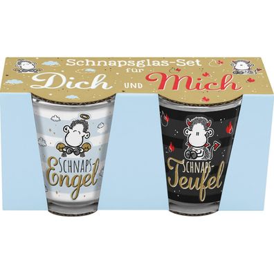 Sheepworld Winter 2022 Schnapsglas Set für : "Engel und Teufel" Neuware