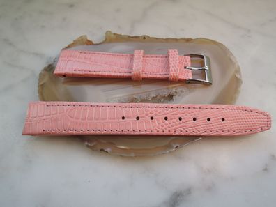 Leder Uhrenarmband Ersatzband Rundanstoss rosa 18 mm b5
