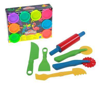 49,09 EUR/ kg Play-Doh Neon Knete 8er Pack mit Gowi Knetwerkzeug Messer Set