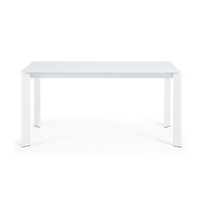 Tisch Axis ausziehbar 160 (220) cm weißes Glas und weiße Beine