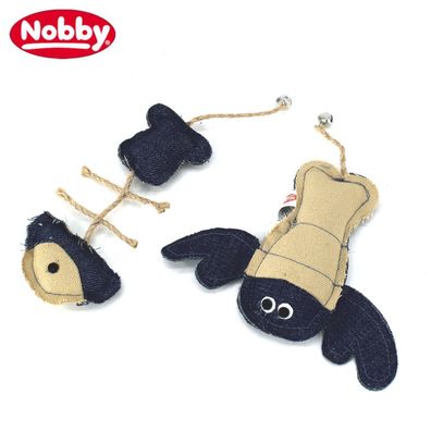 Nobby Katzenspielzeug mit Catnip - Fisch + Hummer - Seil und Glöckchen Stoff-Mix
