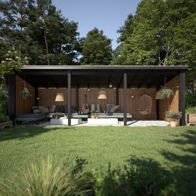 Nordic Multi Gartenhaus 14 m² - 3 Module offen inkl. Beschläge/ Schrauben