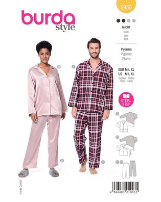 burda style Papierschnittmuster Pyjama für Mann und Frau #5956