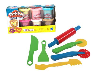 71,40 EUR/ kg Play-Doh Konfettiknete Kinder Knete + Gowi Knetwerkzeug Knetmesser