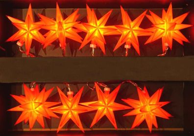 Lichterkette Weihnachts Stern rot 9 Sterne 3D Netzteil Advent Fensterdeko