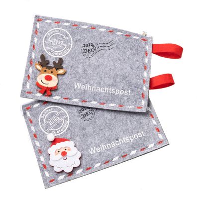 2x Tasche Weihnachtspost | für Wunschzettel oder Grußkarte | Filz 19x13 cm