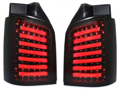 VW T5 Voll LED Rückleuchten, Heckleuchten Schwarz-Smoke 2003-2015, 2 Türer, Türen