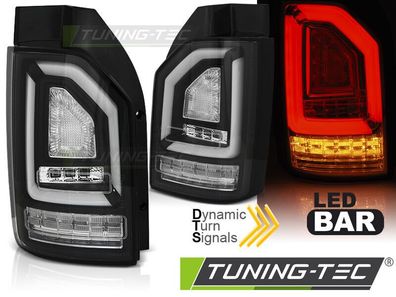 VW T6 VI LED Lightbar Rückleuchten schwarz + LED SEQ Blinker, Lauflicht Bj.2015-19