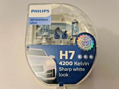 Philips H7 White Vision Ultra Glühbirnen Leuchtmittel, Birne weiß 55Watt+ 5W5, T10