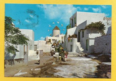 Postkarte Griechenland Mykonos Malerische Straße galufen nach Grainau