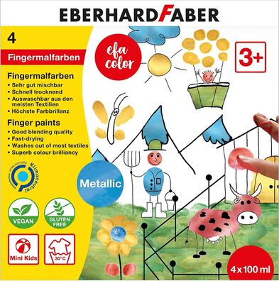 Eberhard Faber 578802 - EFA Color Metallic Fingerfarben-Set mit 4 Farbtöpfchen zu ...
