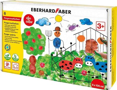 Eberhard Faber 578806 - EFA Color Fingerfarben-Set mit 6 Farbtöpfchen zu je 100 ...