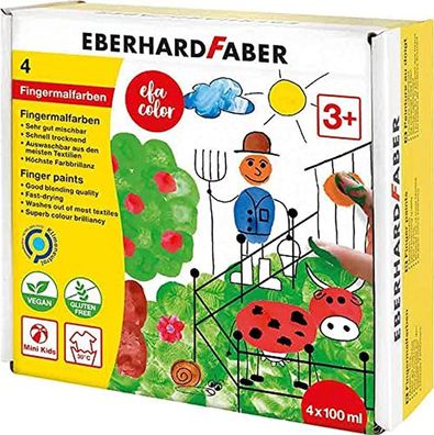 Eberhard Faber 578804 - EFA Color Fingerfarben-Set mit 4 Farbtöpfchen zu je 100 ...