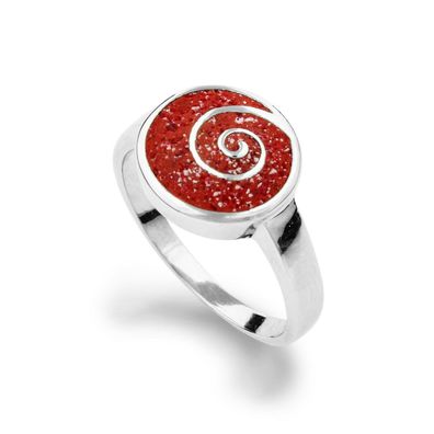 DUR Schmuck Ring Spirale Koralle, Silber 925/ - rhodiniert (R4736)