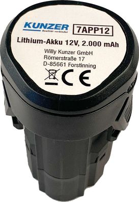 Kunzer Lithium-Akku 12V für 7AFS02, 7AKN38, 7ABS38, 7AMS01 und 7APM08 7APP12