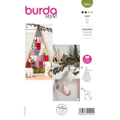 burda style Papierschnittmuster Adventskalender in Baumform und zum Aufhängen #5952