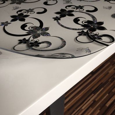 Tischdecke Tischfolie Schutzfolie Tischschutz Folie schwarz silber ca.2.2mm