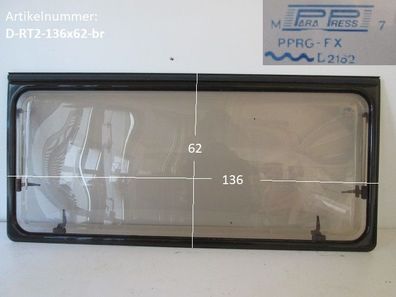 Dethleffs Wohnwagenfenster ca 136 x 62 gebr. Parapress (zB Nomad RT2) Rahmen braun...