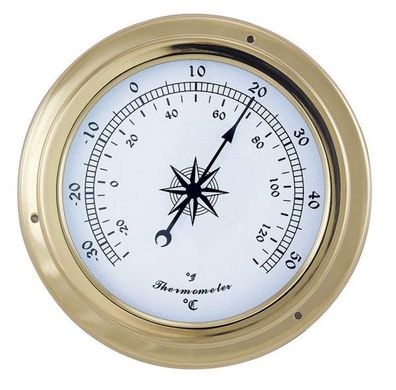 Thermometer, Maritimes Schiffsthermometer im Messing Gehäuse Ø 14,5 cm