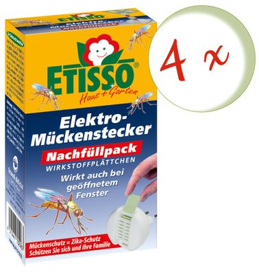 4 x FRUNOL Delicia® Etisso® Elektro-Mückenstecker Nachfüllpackung, 20 Plättchen