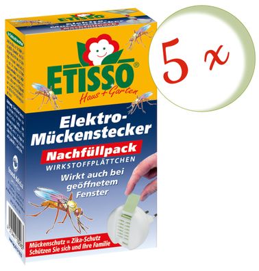 5 x FRUNOL Delicia® Etisso® Elektro-Mückenstecker Nachfüllpackung, 20 Plättchen