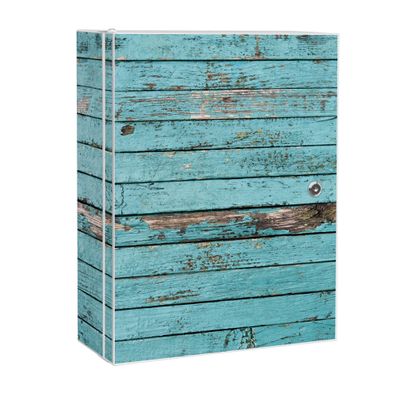banjado® Medizinschrank Stahl weiß abschließbar Motiv Blaue Holzlatten