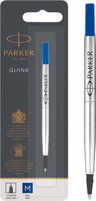 Parker Ersatzminen für Tintenroller | mittlere Spitze | blaue QUINK Tinte | 1 Stück