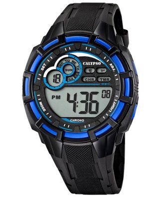 Calypso Armbanduhr Herrenuhr Digitaluhr Chrono schwarz / Blau 10 ATM K5625/2