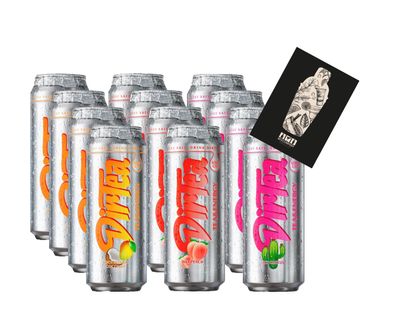 DirTea Energy 12er Mix Set - 4x pro Sorte Kaktus, Peach, Mango Kokos je 0,5L Ic