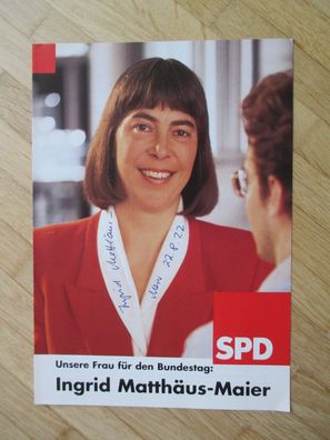 SPD Politikerin Ingrid Matthäus-Maier - rares, handsigniertes Autogramm!!!