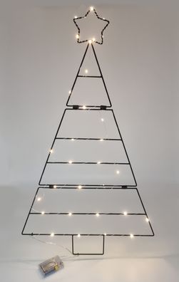 Beleuchteter Metall Baum zum hängen - schwarz - ca. 83x48 cm - Hänge Deko