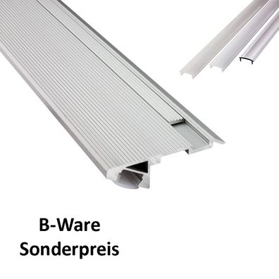 B-WARE - T-STA 30° LED Alu Treppenprofil Treppenwinkel Profil Stufen silber