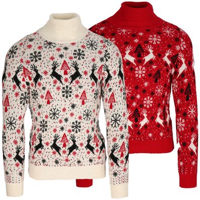 Herren Strickpullover Rollkragen Pullover Sweater Winter Pulli Weihnachten Warm