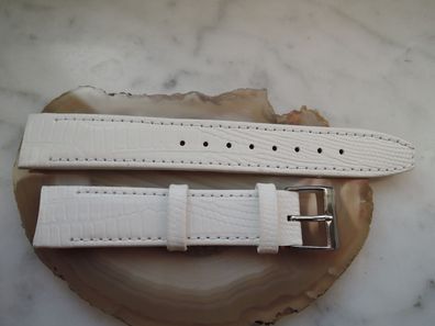 Leder Uhrenarmband Ersatzband Rundanstoss weiss 18 mm b9