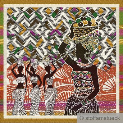 Stoff Kissen Panel Polyester Baumwolle Gobelin terracottta Afrikanerin Turban