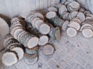 10 Baumscheiben, Holzscheiben, basteln, Weihnachten, Deko, ca. 20x2 cm Eiche