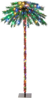 180 cm Künstliche Palme beleuchtet, Kunstbaum mit 210 vierfarbigen LED-Leuchten