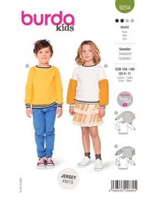 burda style Papierschnittmuster Kids Sweatshirt #9254