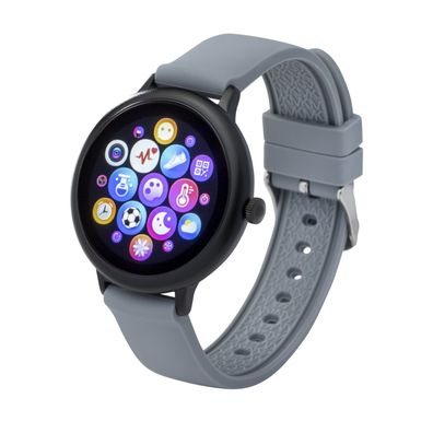 Fitness Tracker/ Smartwatch mit Wechselarmband schwarz/ grau