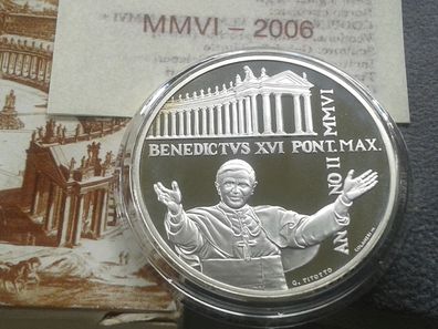 Original 10 euro 2006 PP Vatikan Papst Benedikt XVI. Kolonaden Petersplatz 22g Silber