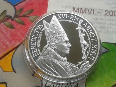 Original 5 euro 2006 PP Vatikan Papst Benedikt XVI. Weltfriedenstag Silber
