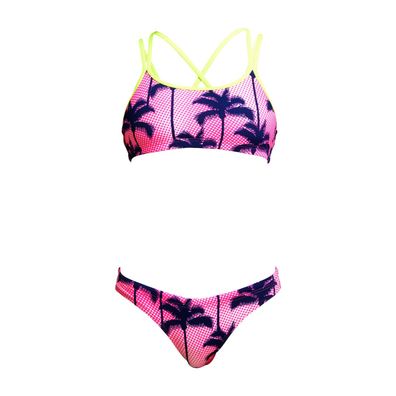 Funkita Schwimmbikini Girls Criss Cross Pop Palms - Bikini für das Schwimmtraining