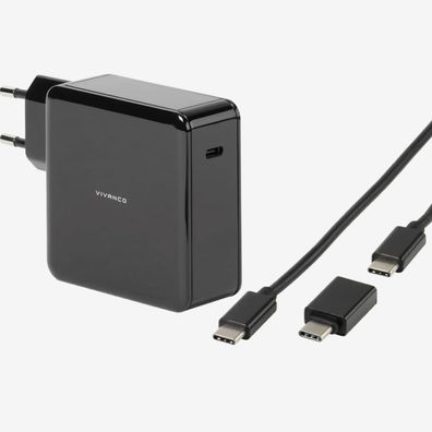 Vivanco Universal USB Type-C Ladegerät 30 Watt + Type-C Adapter, bis 20V 3A 1,5m