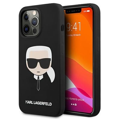 Handyhülle Karl Lagerfeld iPhone 13 Pro Case Figur Silikon Hardcase schwarz