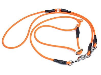 Mystique® Biothane Hunting Profi Umhängeleine 6mm Moxon mit Zugbegrenzung neon orange