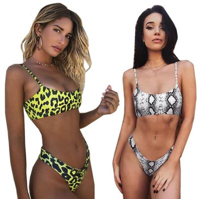 Bikini-Badeanzug mit Leoparden-/ Schlangenmuster-Print