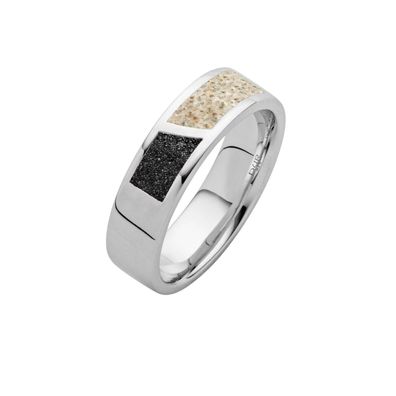 DUR Schmuck Ring DUETT Strandsand/ Lavasand, Silber 925/ - rhodiniert (R5850)